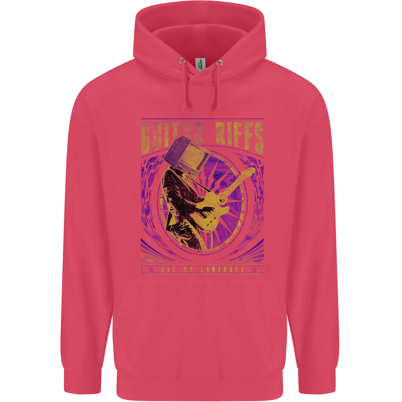 Guitar Riffs are My Language Childrens Kids Hoodie Heliconia