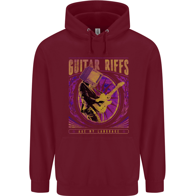 Guitar Riffs are My Language Childrens Kids Hoodie Maroon
