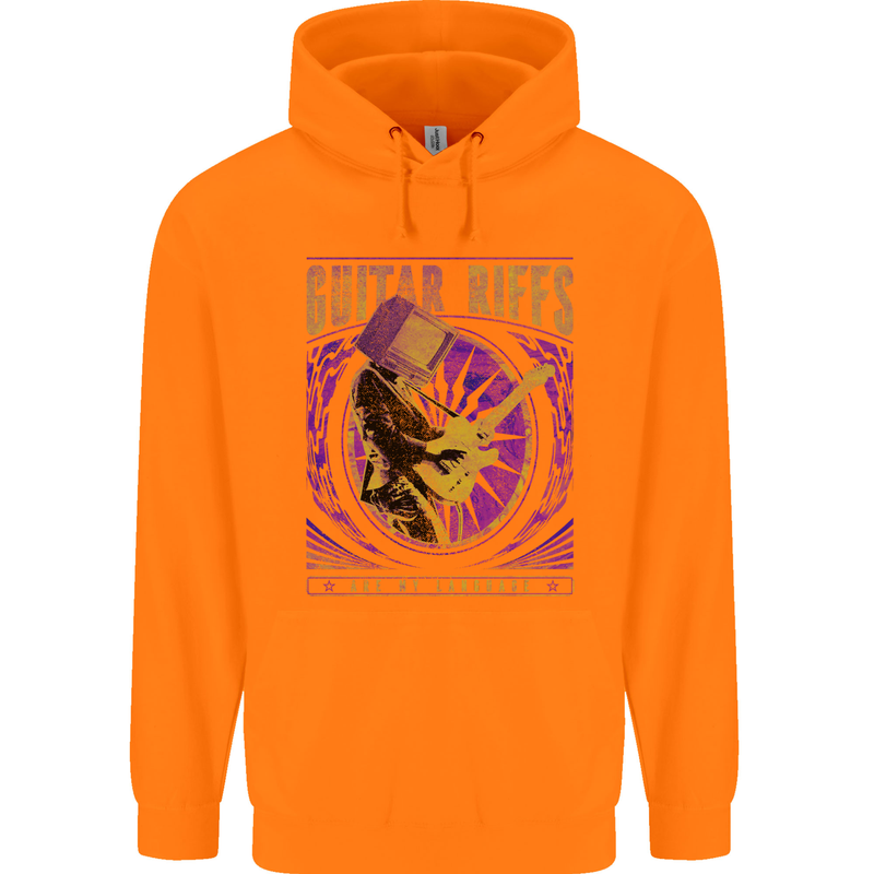 Guitar Riffs are My Language Childrens Kids Hoodie Orange