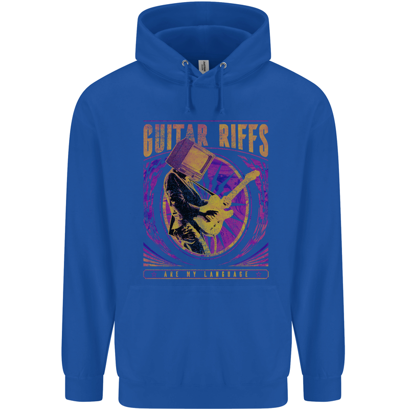 Guitar Riffs are My Language Childrens Kids Hoodie Royal Blue