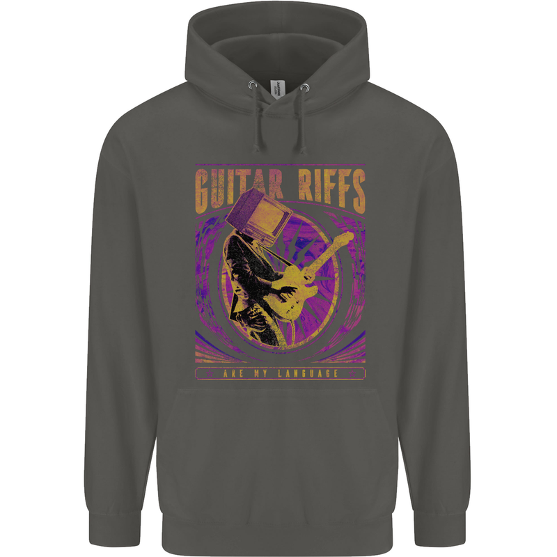 Guitar Riffs are My Language Childrens Kids Hoodie Storm Grey