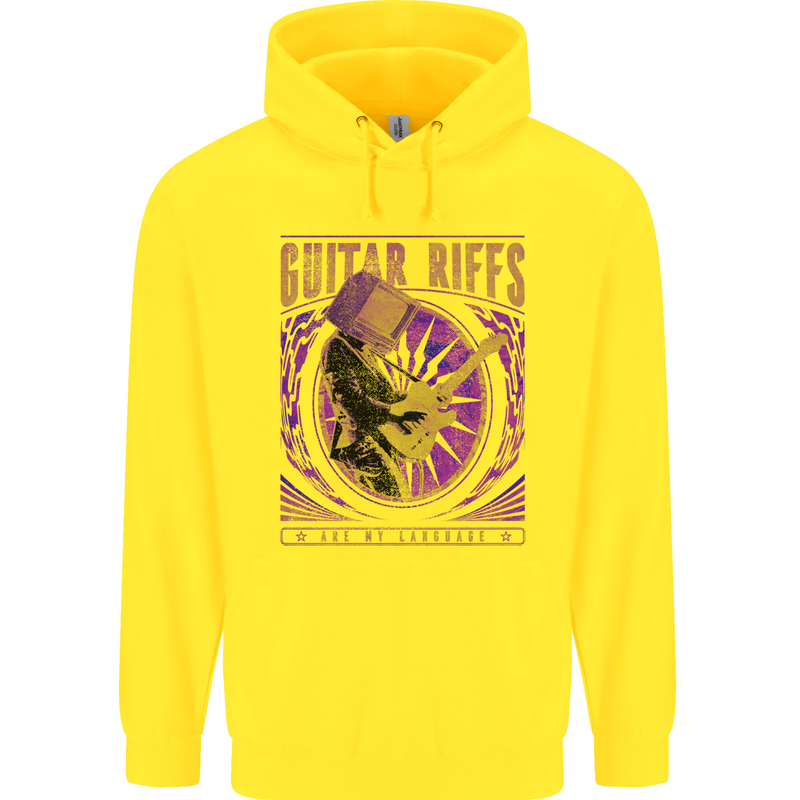 Guitar Riffs are My Language Childrens Kids Hoodie Yellow