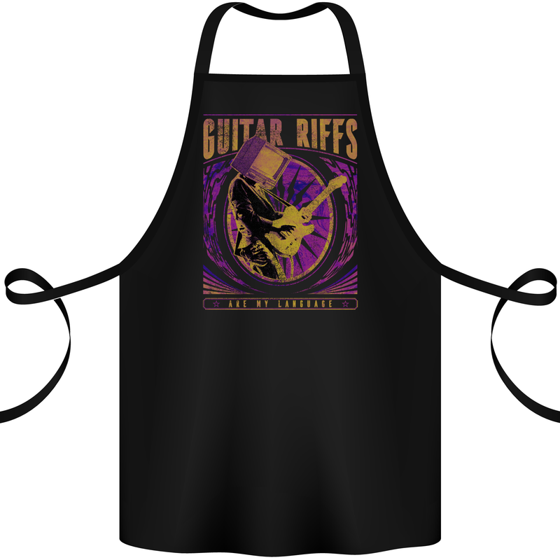 Guitar Riffs are My Language Cotton Apron 100% Organic Black