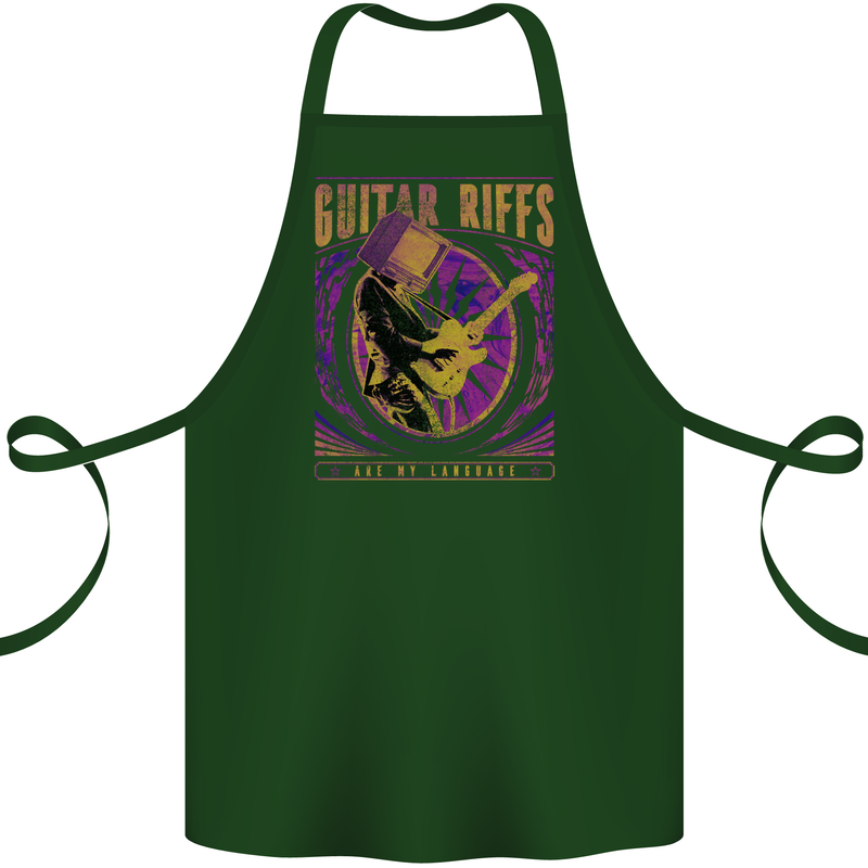 Guitar Riffs are My Language Cotton Apron 100% Organic Forest Green