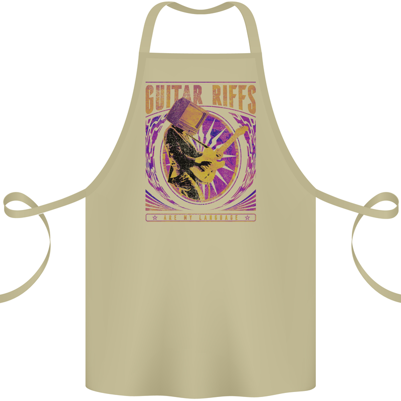 Guitar Riffs are My Language Cotton Apron 100% Organic Khaki