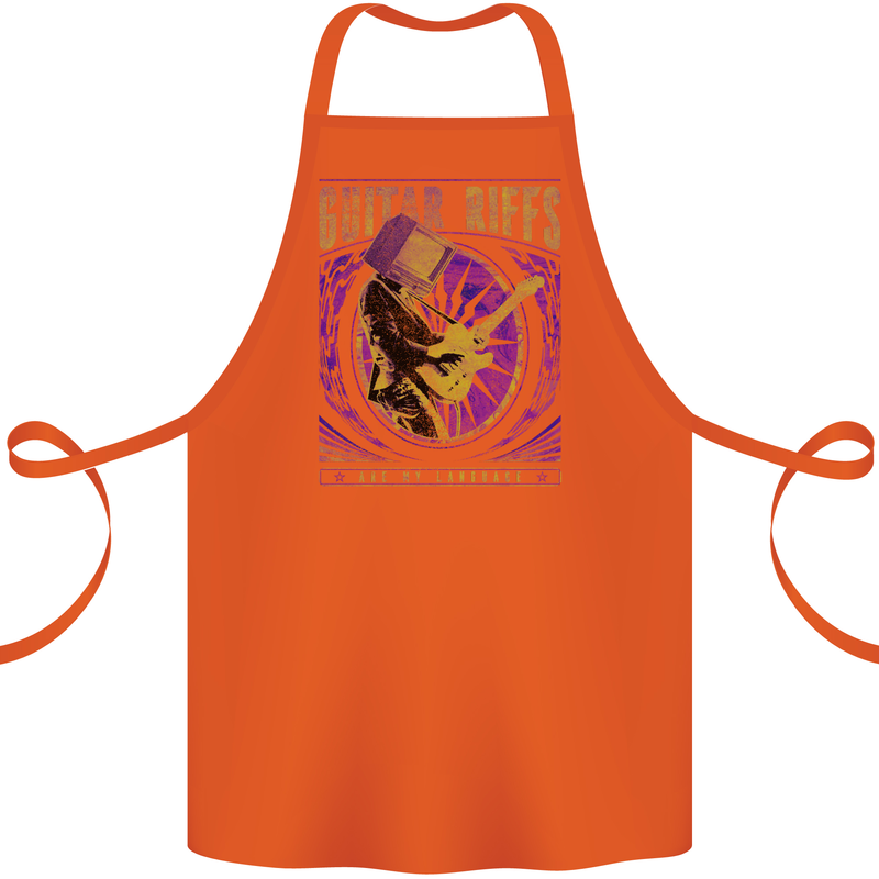 Guitar Riffs are My Language Cotton Apron 100% Organic Orange