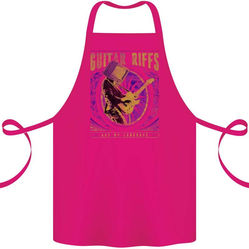 Guitar Riffs are My Language Cotton Apron 100% Organic Pink