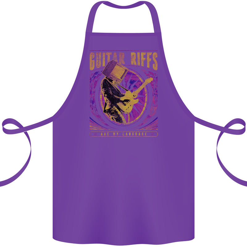 Guitar Riffs are My Language Cotton Apron 100% Organic Purple