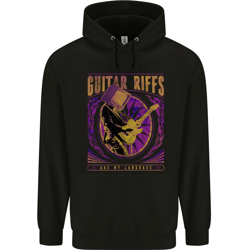 Guitar Riffs are My Language Mens 80% Cotton Hoodie Black