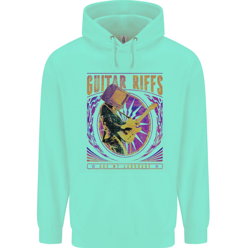 Guitar Riffs are My Language Mens 80% Cotton Hoodie Peppermint