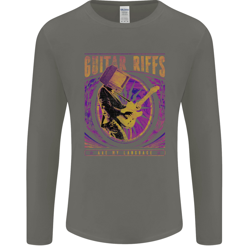 Guitar Riffs are My Language Mens Long Sleeve T-Shirt Charcoal