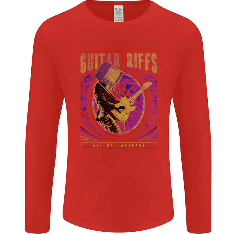 Guitar Riffs are My Language Mens Long Sleeve T-Shirt Red