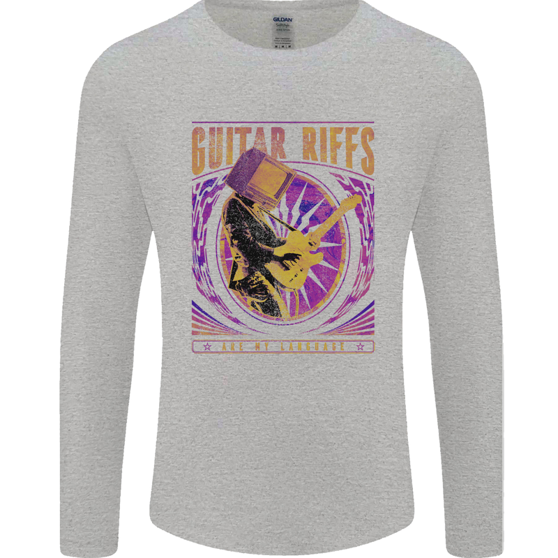 Guitar Riffs are My Language Mens Long Sleeve T-Shirt Sports Grey