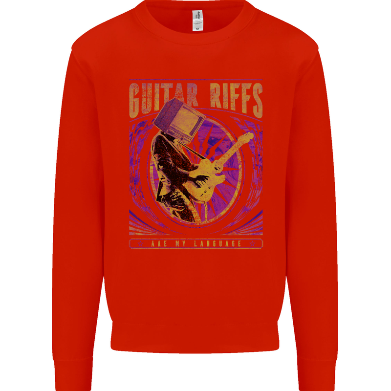 Guitar Riffs are My Language Mens Sweatshirt Jumper Bright Red