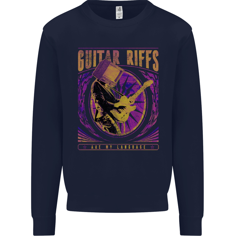 Guitar Riffs are My Language Mens Sweatshirt Jumper Navy Blue