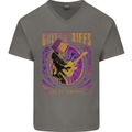 Guitar Riffs are My Language Mens V-Neck Cotton T-Shirt Charcoal