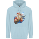 Guitar Santa Funny Christmas Rock n Roll Childrens Kids Hoodie Light Blue