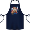 Guitar Santa Funny Christmas Rock n Roll Cotton Apron 100% Organic Navy Blue