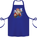 Guitar Santa Funny Christmas Rock n Roll Cotton Apron 100% Organic Royal Blue