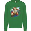 Guitar Santa Funny Christmas Rock n Roll Kids Sweatshirt Jumper Irish Green