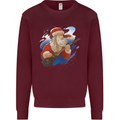 Guitar Santa Funny Christmas Rock n Roll Kids Sweatshirt Jumper Maroon