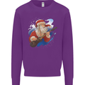 Guitar Santa Funny Christmas Rock n Roll Kids Sweatshirt Jumper Purple