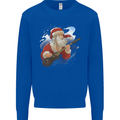 Guitar Santa Funny Christmas Rock n Roll Kids Sweatshirt Jumper Royal Blue