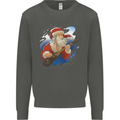 Guitar Santa Funny Christmas Rock n Roll Kids Sweatshirt Jumper Storm Grey