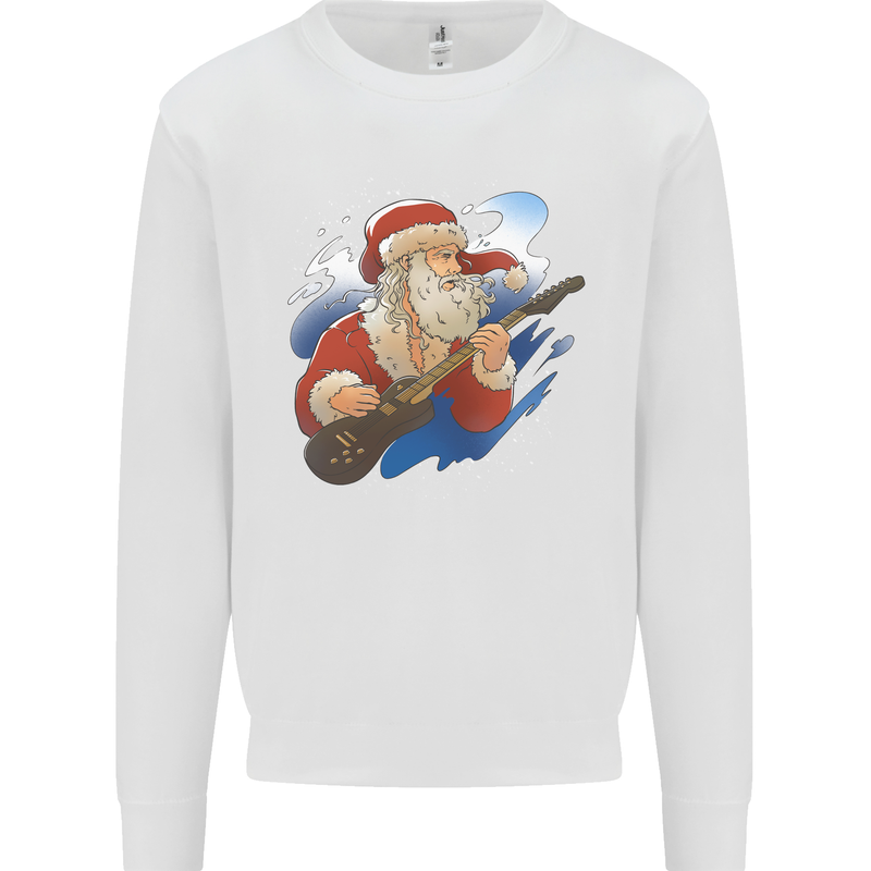 Guitar Santa Funny Christmas Rock n Roll Kids Sweatshirt Jumper White