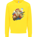Guitar Santa Funny Christmas Rock n Roll Kids Sweatshirt Jumper Yellow