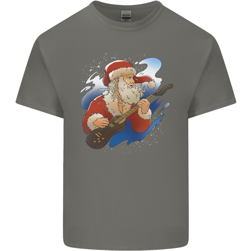 Guitar Santa Funny Christmas Rock n Roll Kids T-Shirt Childrens Charcoal