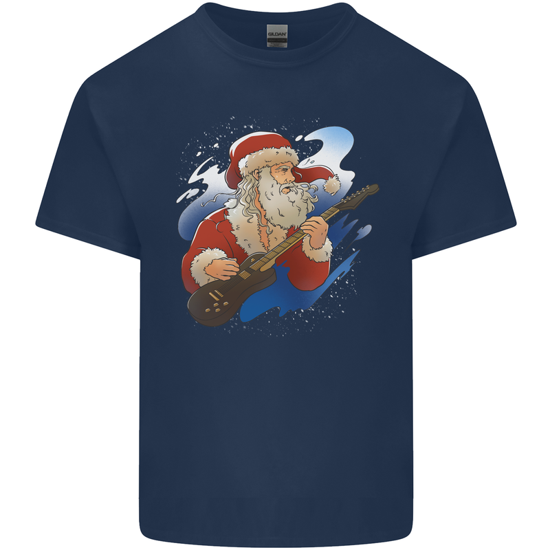 Guitar Santa Funny Christmas Rock n Roll Kids T-Shirt Childrens Navy Blue