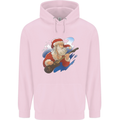 Guitar Santa Funny Christmas Rock n Roll Mens 80% Cotton Hoodie Light Pink