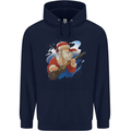 Guitar Santa Funny Christmas Rock n Roll Mens 80% Cotton Hoodie Navy Blue