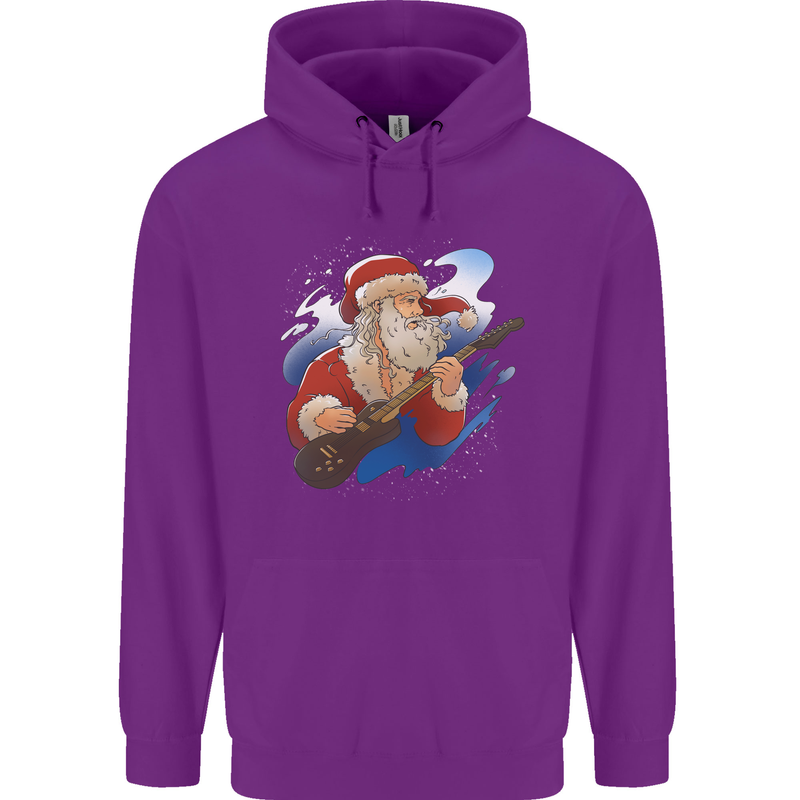 Guitar Santa Funny Christmas Rock n Roll Mens 80% Cotton Hoodie Purple