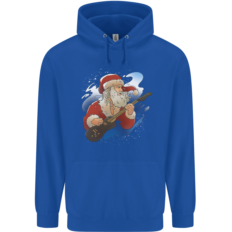 Guitar Santa Funny Christmas Rock n Roll Mens 80% Cotton Hoodie Royal Blue