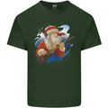 Guitar Santa Funny Christmas Rock n Roll Mens Cotton T-Shirt Tee Top Forest Green