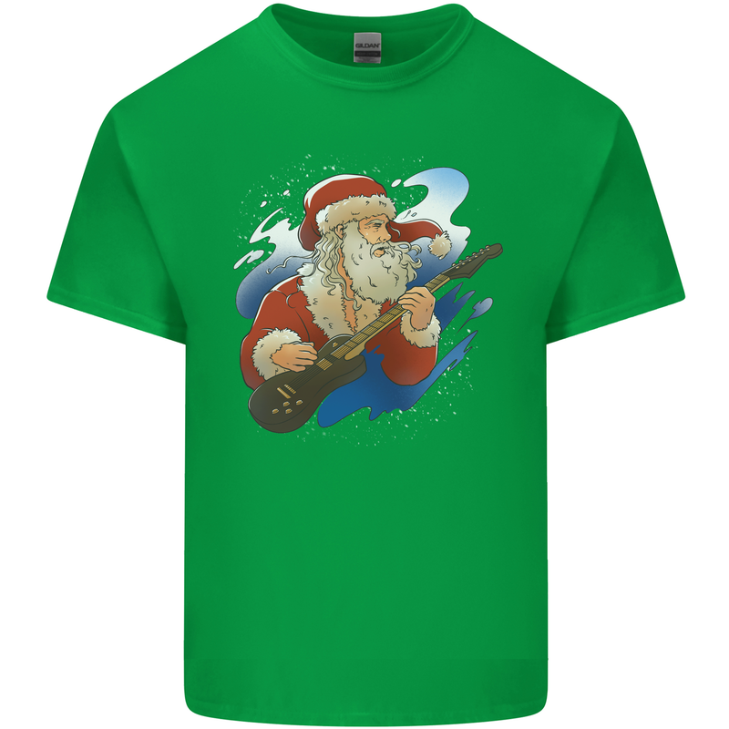 Guitar Santa Funny Christmas Rock n Roll Mens Cotton T-Shirt Tee Top Irish Green