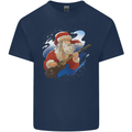 Guitar Santa Funny Christmas Rock n Roll Mens Cotton T-Shirt Tee Top Navy Blue