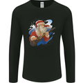 Guitar Santa Funny Christmas Rock n Roll Mens Long Sleeve T-Shirt Black