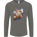 Guitar Santa Funny Christmas Rock n Roll Mens Long Sleeve T-Shirt Charcoal