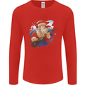 Guitar Santa Funny Christmas Rock n Roll Mens Long Sleeve T-Shirt Red