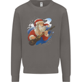 Guitar Santa Funny Christmas Rock n Roll Mens Sweatshirt Jumper Charcoal