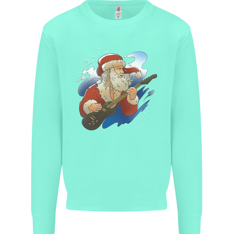 Guitar Santa Funny Christmas Rock n Roll Mens Sweatshirt Jumper Peppermint