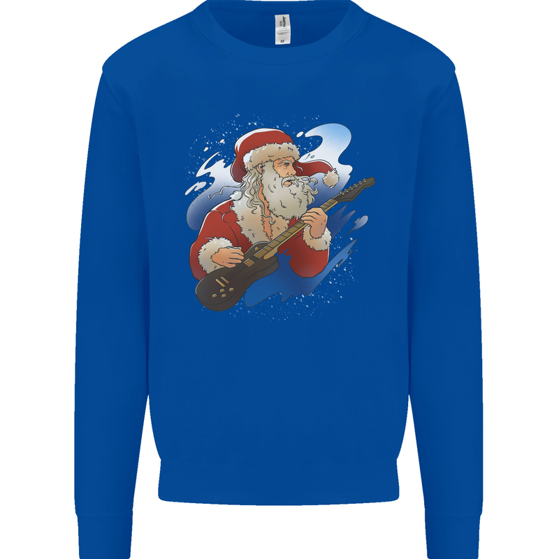 Guitar Santa Funny Christmas Rock n Roll Mens Sweatshirt Jumper Royal Blue