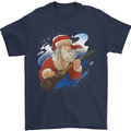 Guitar Santa Funny Christmas Rock n Roll Mens T-Shirt 100% Cotton Navy Blue