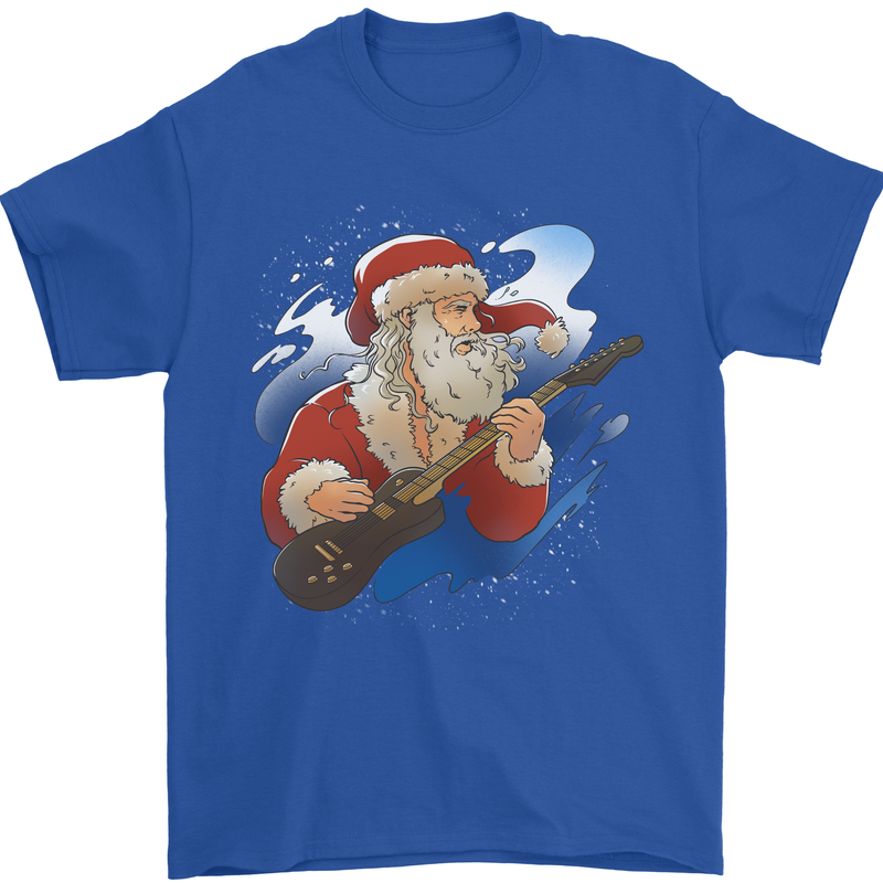 Guitar Santa Funny Christmas Rock n Roll Mens T-Shirt 100% Cotton Royal Blue