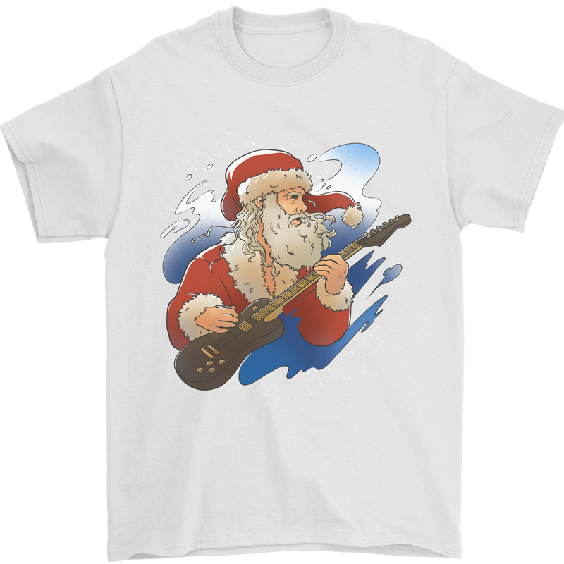 Guitar Santa Funny Christmas Rock n Roll Mens T-Shirt 100% Cotton White