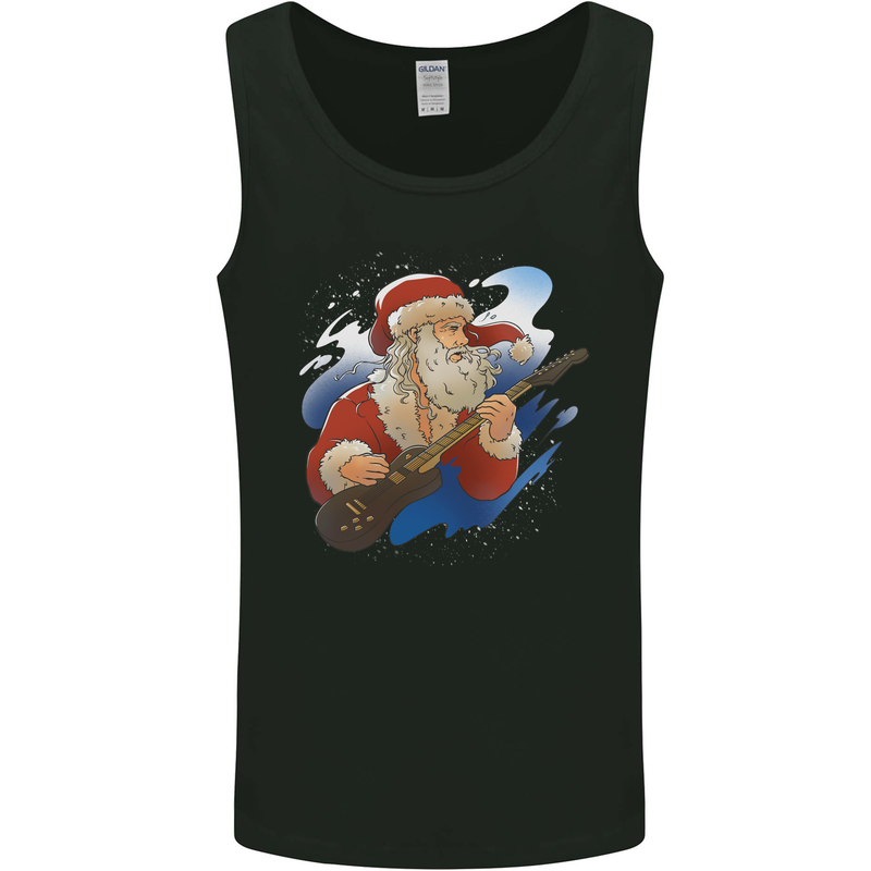 Guitar Santa Funny Christmas Rock n Roll Mens Vest Tank Top Black