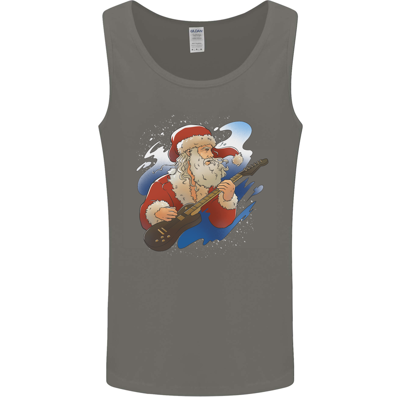 Guitar Santa Funny Christmas Rock n Roll Mens Vest Tank Top Charcoal